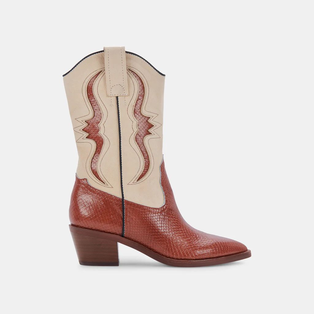 SUZZY BOOTS BROWN EMBOSSED LEATHER | DolceVita.com