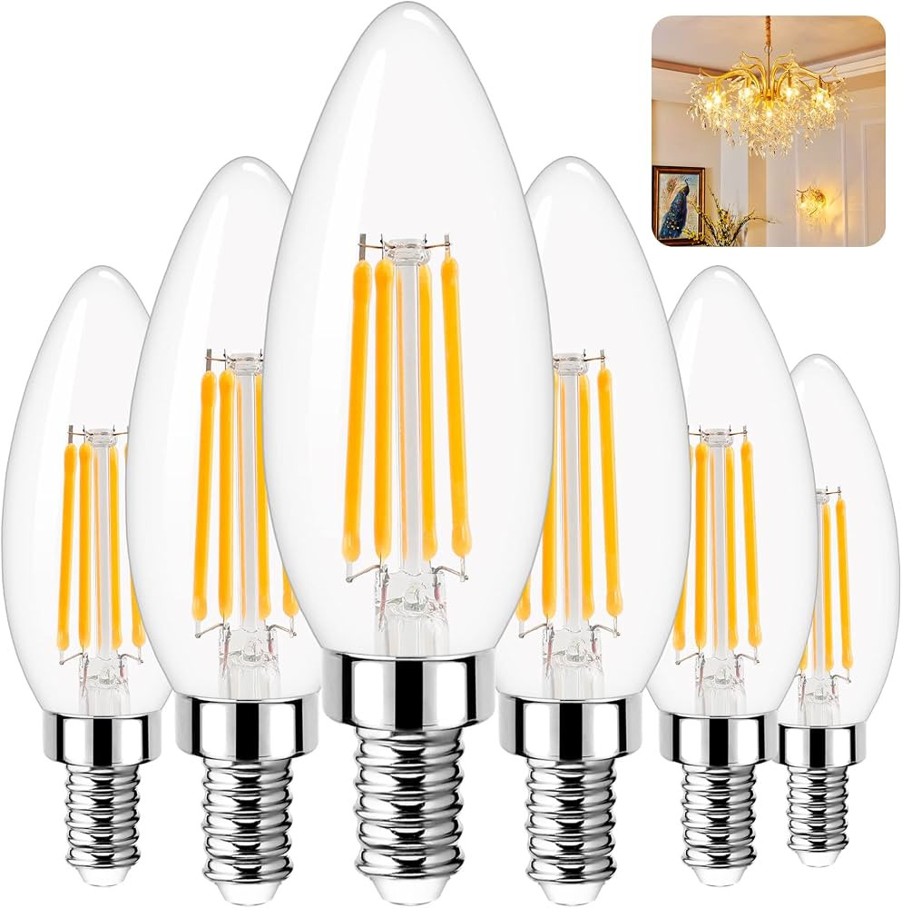 GOLSPARK Led Candelabra Light Bulb Filament Vintage Edison Chandelier Dimmable Bulbs,40 Watt Equi... | Amazon (US)