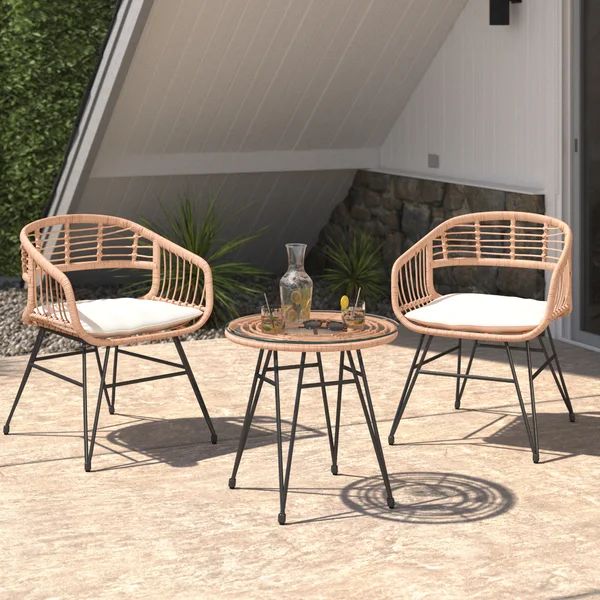 Aida Wicker/Rattan 2 - Person Seating Group with Cushions | Wayfair North America