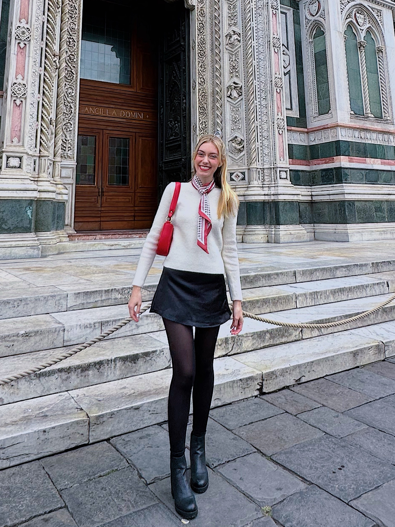 Valentine’s Day outfit idea! Love this Valentines look - simple and cute!

Sweater - size small
Black mini skirt - size small 
Boots - size 7.5

The purse and hair scarf were purchased in Italy. I have linked similar items below!

#LTKU #LTKSeasonal #LTKeurope