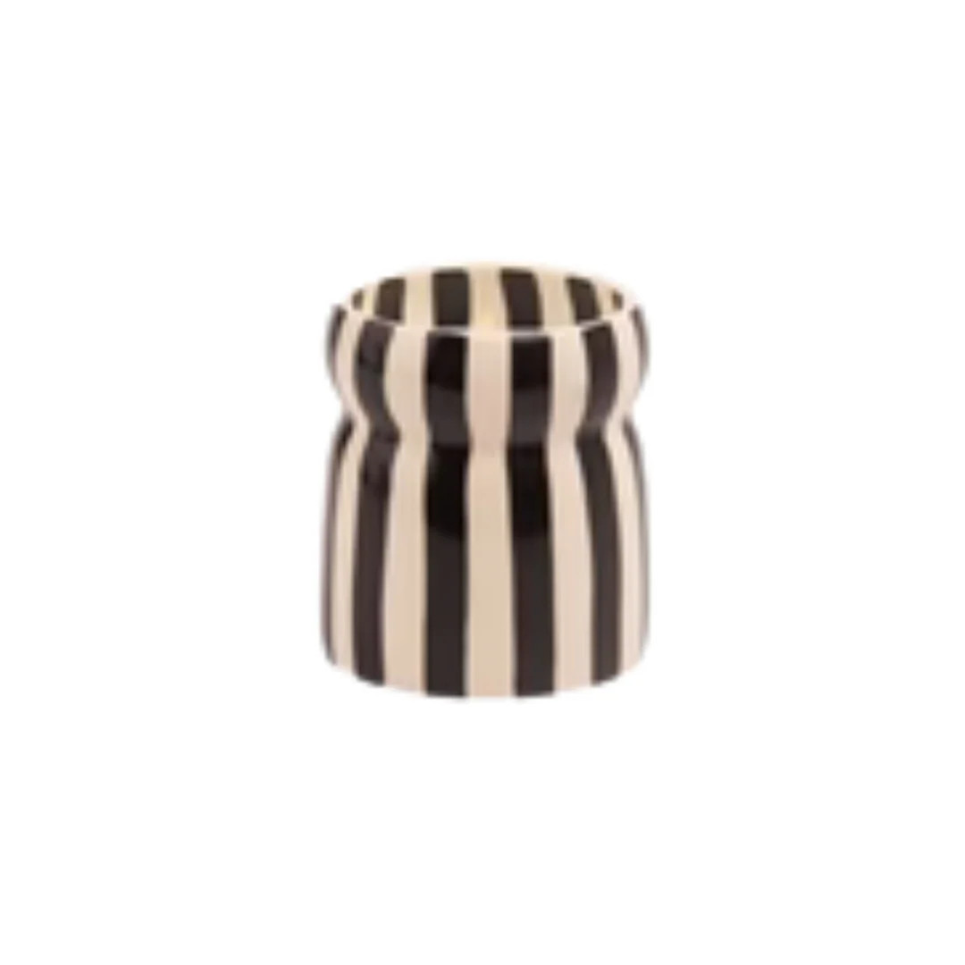Black Striped Lava Stone Candle | Pink Antlers
