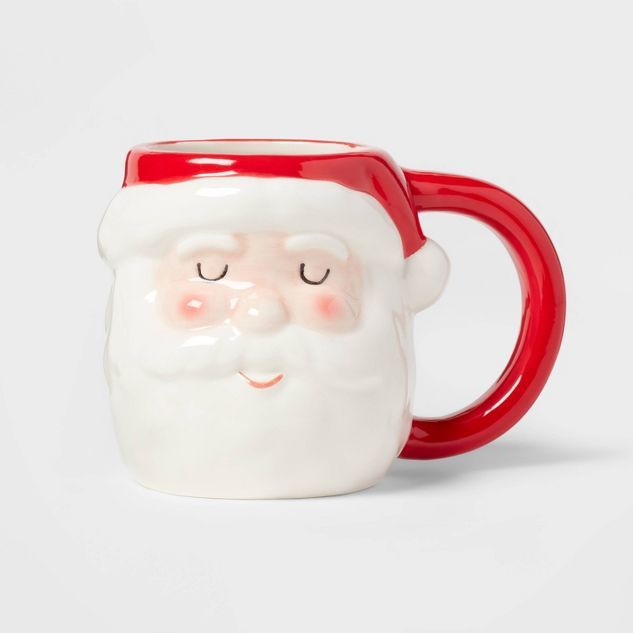 16oz Stoneware Figural Christmas Caucasian  Santa Mug - Wondershop™ | Target