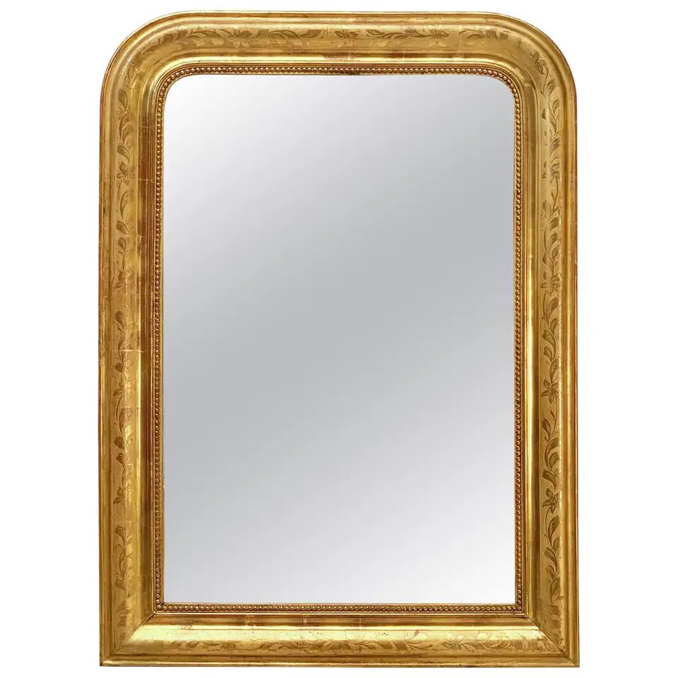Large Louis Philippe Arch Top Gilt Mirror (H 39 x W 28 1/2) | 1stDibs