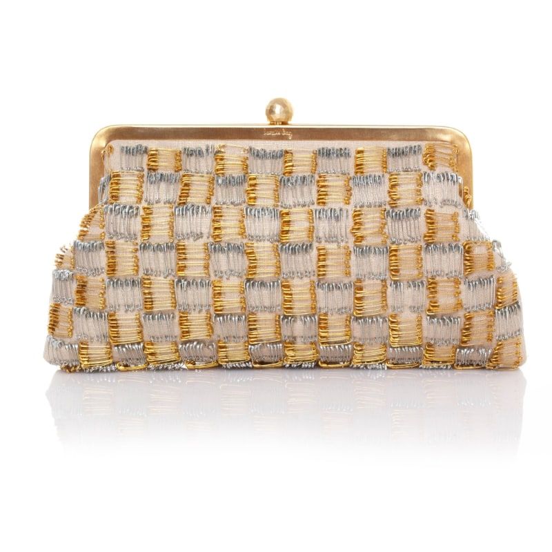 Safety Pins Gold Base Classic Clutch Bag | Wolf and Badger (Global excl. US)