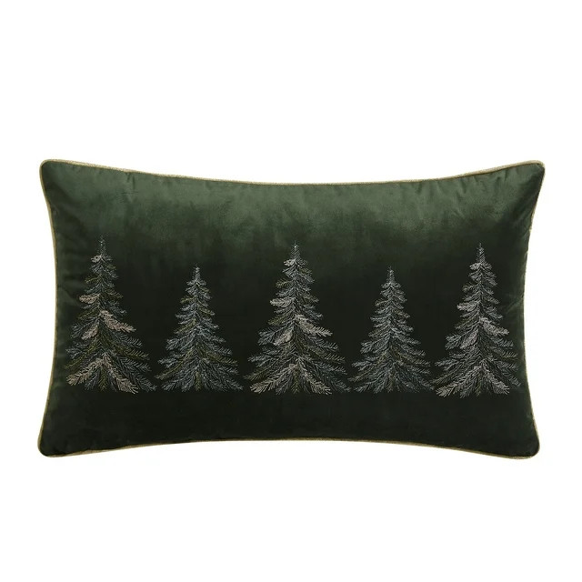 My Texas House 14" x 24" Embroidered Green/Gold Velvet Decorative Pillow Cover | Walmart (US)