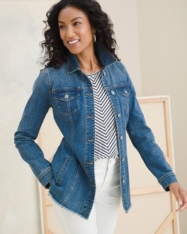 Indigo Frayed Hem Denim Jacket | Chico's
