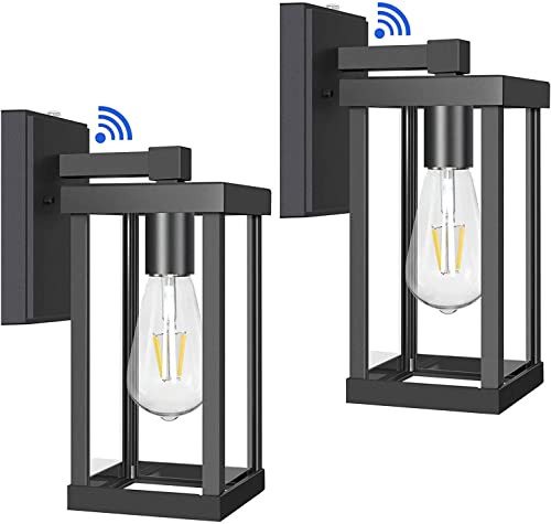 2 Pack Outdoor Wall Lantern with Dusk to Dawn Photocell, LED Outdoor Wall Lights, Matte Black Front  | Amazon (US)