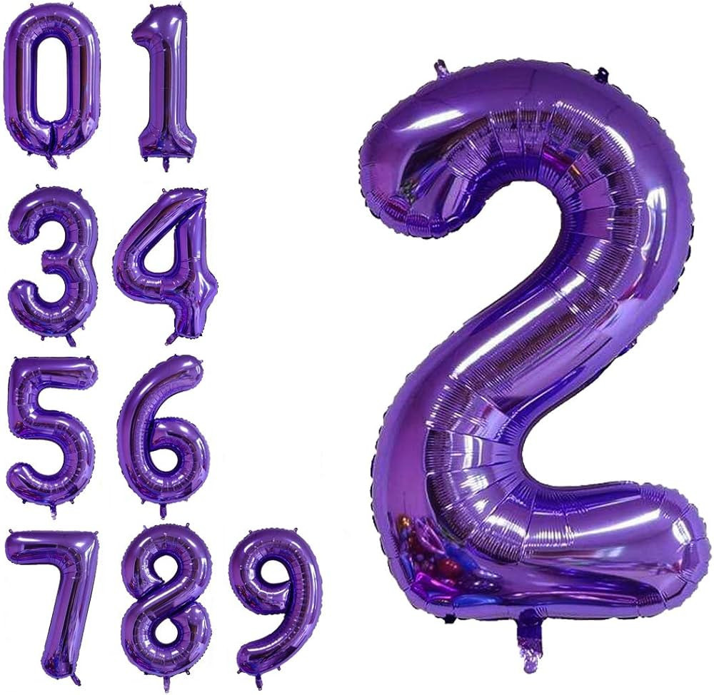 40 Inch Jumbo Purple Number 2 Balloon Giant Balloons Prom Balloons Helium Foil Mylar Huge Number ... | Amazon (US)