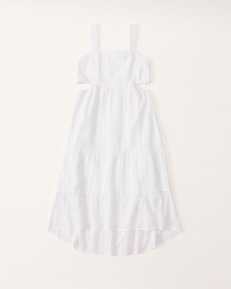 textured cutout midi dress | Abercrombie & Fitch (US)