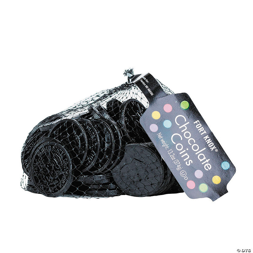 13.2 oz. Fort Knox® Jet Black Foil-Wrapped Milk Chocolate Coins - 90 Pc. | Oriental Trading Company