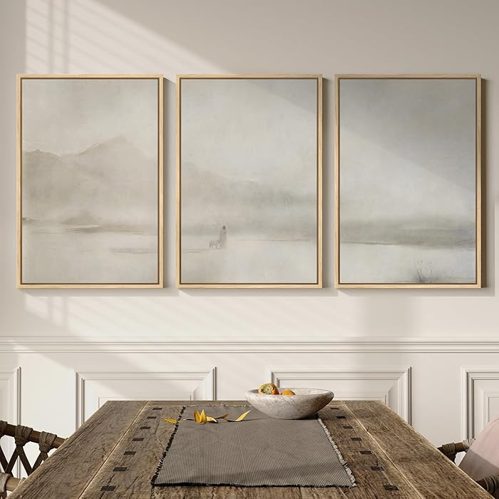 Framed Christian Wall Art Set of 3, Jesus Leaves the 99 Sheep Framed Canvas Prints, Neutral Beige... | Amazon (US)