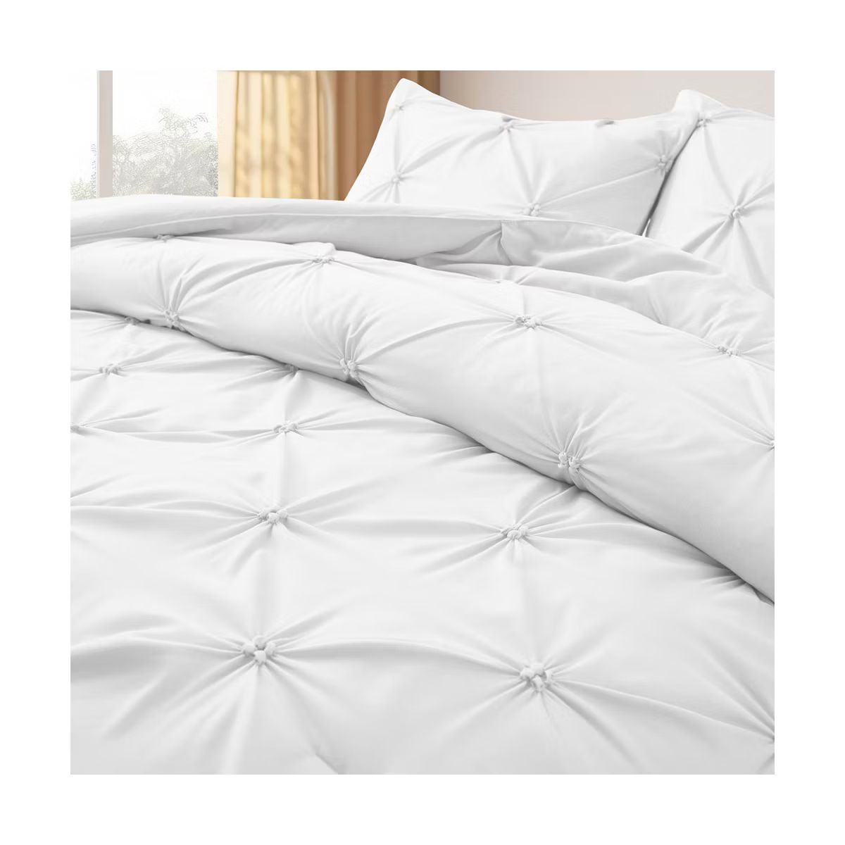 Peace Nest 3 Pieces Pinch Pleat Comforter and Pillowcases Set, Soft Lightweight Fluffy All Season... | Target