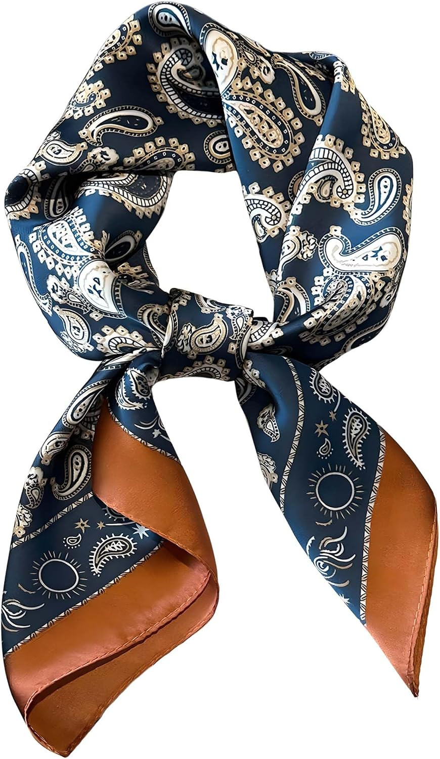 kcctoo 27.5" Mulberry Silk Feeling Head Scarf Women's Fashion Square Neck Satin Scarfs for Bag Hair Scarves Gift | Amazon (US)