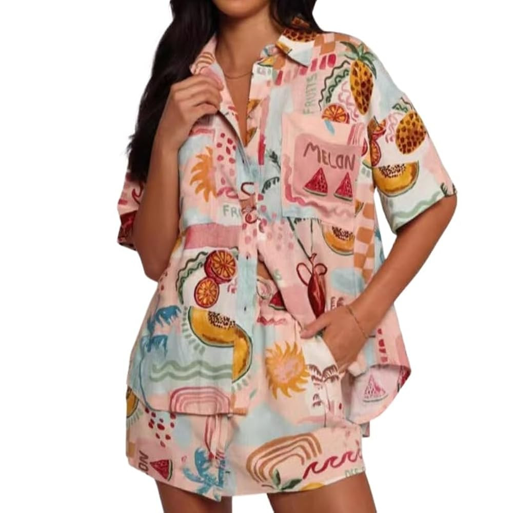 Women Graphic 2 Piece Pants Outfit，Women's Summer Printed Two-Piece Set | Amazon (US)