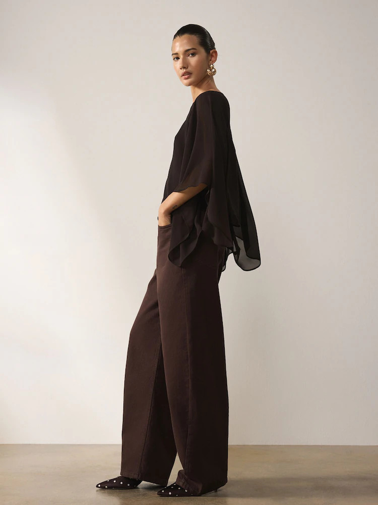 Chocolate Brown Twisted Seam Barrel Jeans | Next AU