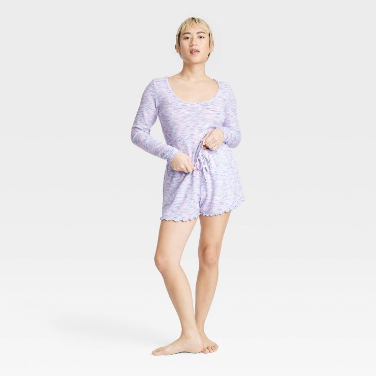 Women's Brushed Knit Long Sleeve Top and Shorts Pajama Set - Colsie™ | Target