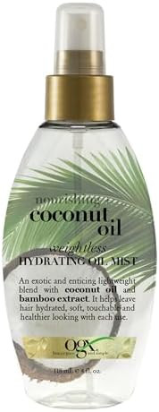 OGX Nourishing + Coconut Oil Weightless Hydrating Oil Hair Mist, Lightweight Leave-In Hair Treatm... | Amazon (US)