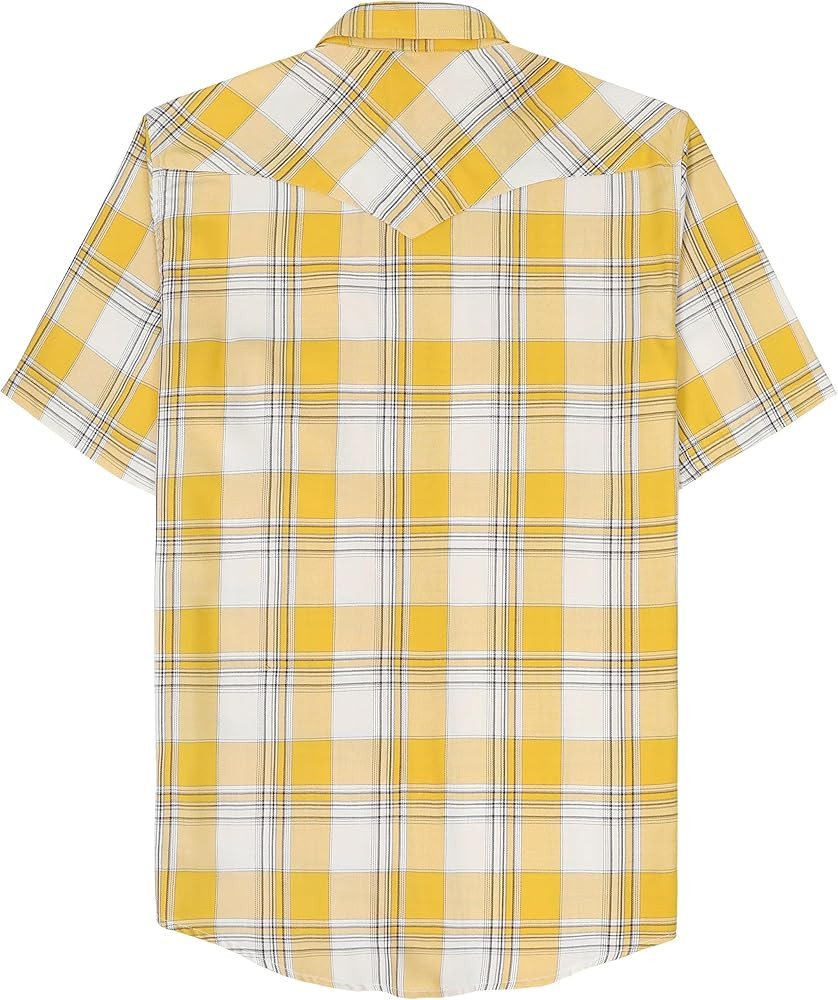 Dubinik®50% Viscose derived from Bamboo,50% Polyester Mens Short Sleeve Western Cowboy Pearl Snap Casual Plaid Shirts for Men | Amazon (US)