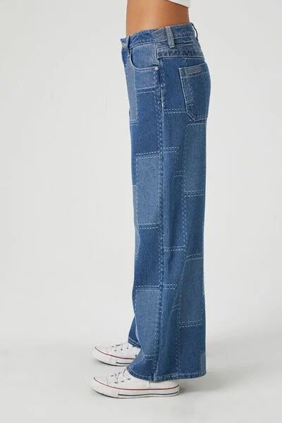 Patchwork Mid-Rise Baggy Jeans | Forever 21