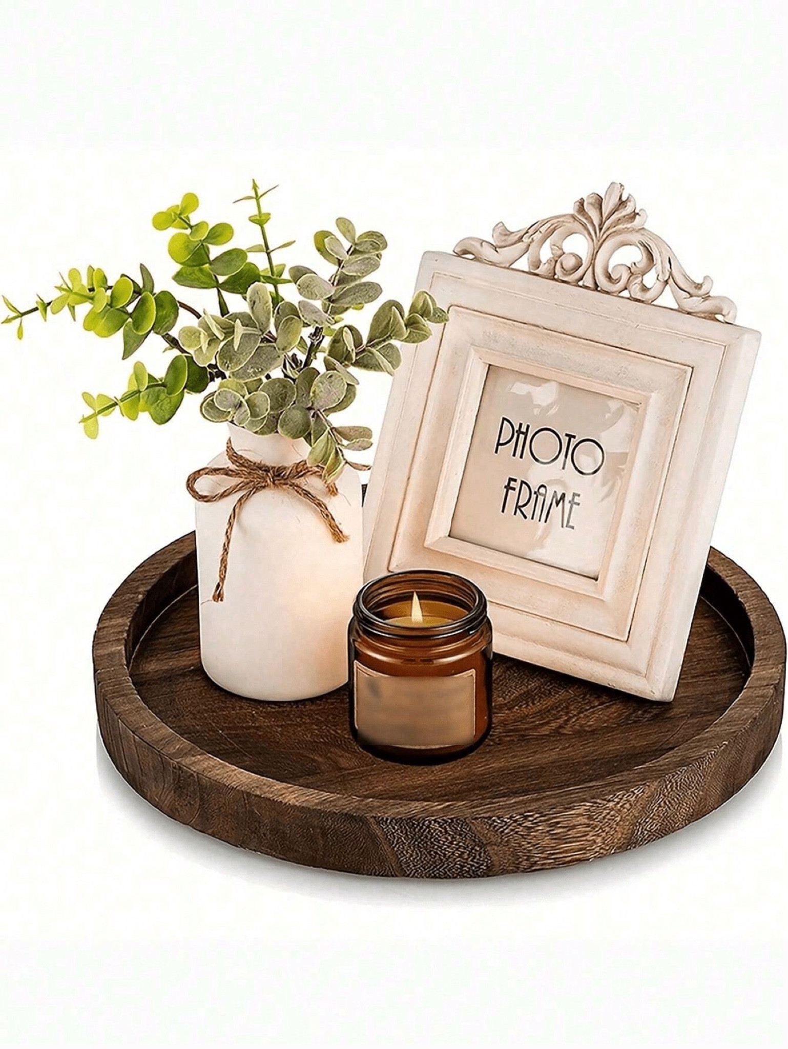 Round rustic wooden candle tray, vintage  holder stand for living room, coffee table, kitchen counter, bathroom decor  

#LTKSaleAlert #LTKFindsUnder50 #LTKHome