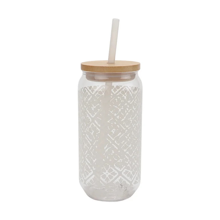 Mainstays by Becky G. & Alejandra 20-Ounce Acrylic Can Shape Tumbler, White Tile Pattern | Walmart (US)