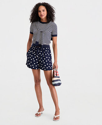 Women's High-Rise Drawstring Dot-Print Shorts | Macy's