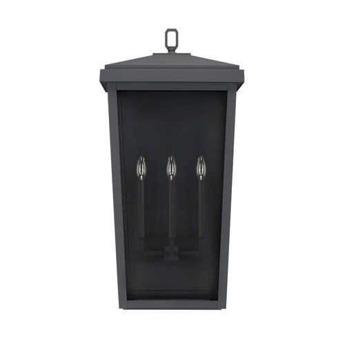 Donnelly Black 16-Inch Three-Light Outdoor Wall Lantern | Bellacor