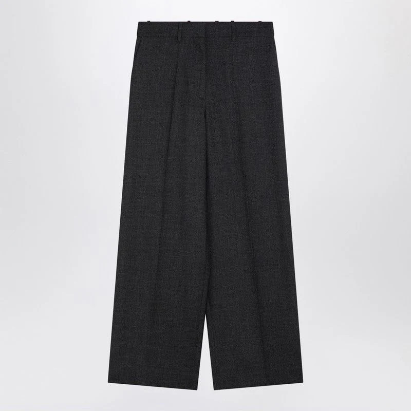 Givenchy Women's Dark Wool Wide Trousers in Grey | Size 40 | BW514V14FU | LOZURI