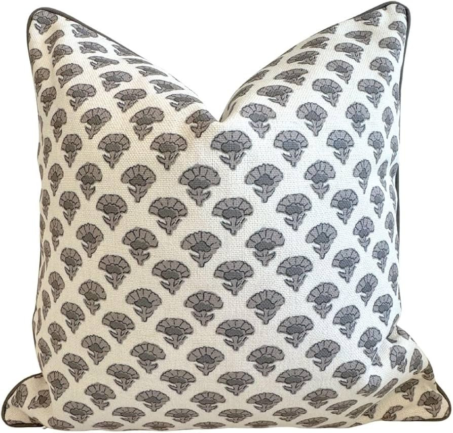 The Oliver Patterned Throw Pillow Cover–Blockprint Style Leaf Pillow Print Polycotton Designer ... | Amazon (US)