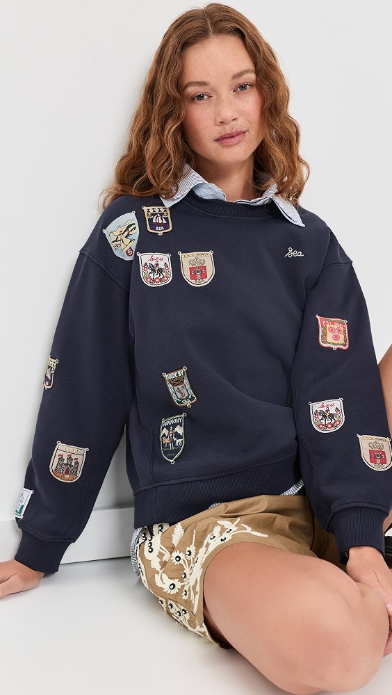 Sea Davis Patchwork Crew Neck Sweatshirt | Shopbop | Shopbop