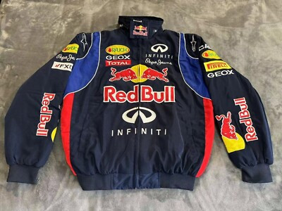 Unisex Adult Red Bull Jacket Navy Ebroidered Cotton Padded F 1 Racing Jacket  | eBay | eBay US