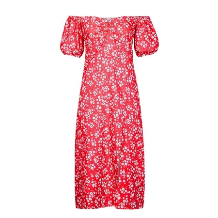 Ersazi 2023 Summer Dress Off-The-Shoulder Mid-Calf Dress Women s Short Sleeve One Shoulder Slit Midd | Walmart (US)