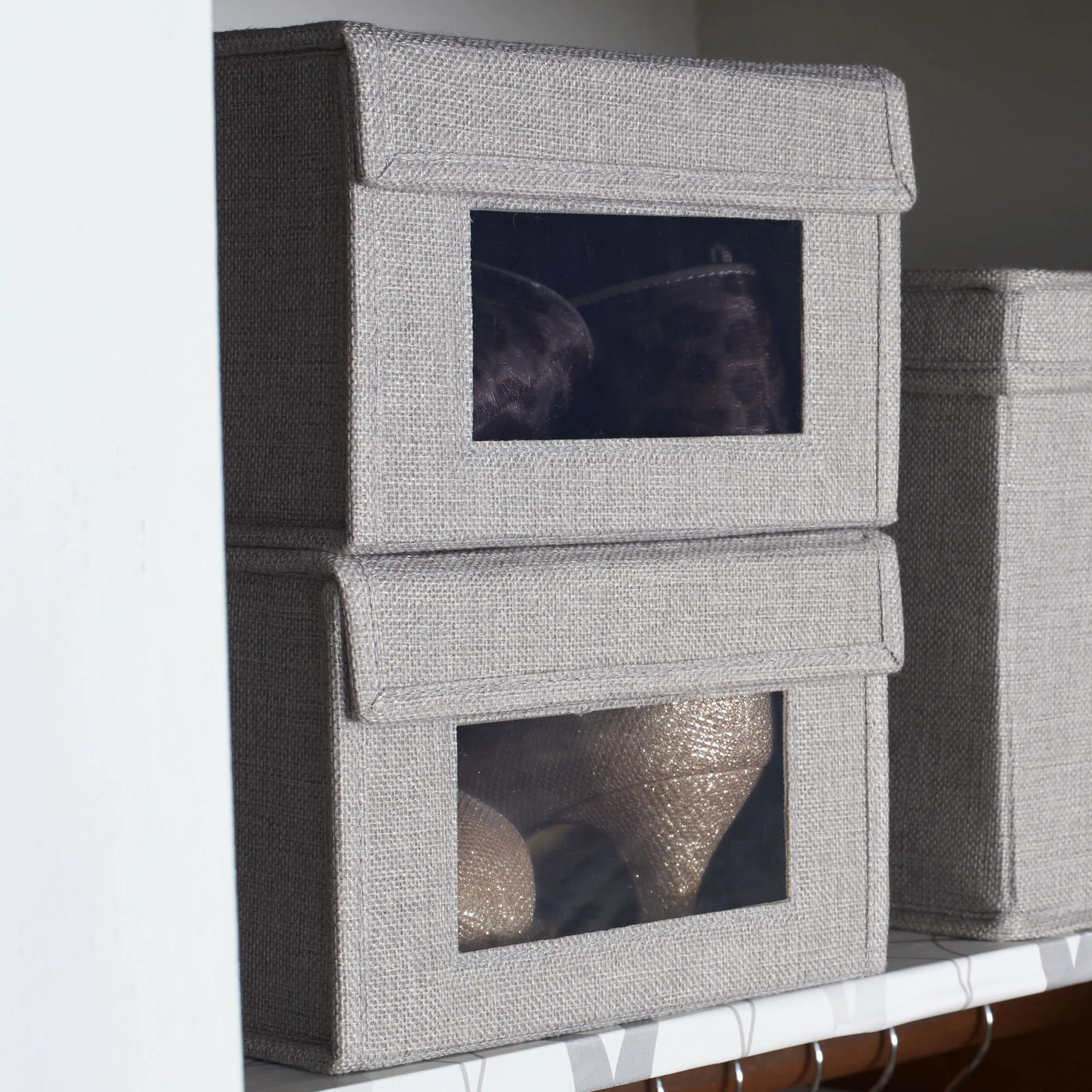 Small Drop Front Shoe Box 2 Pack, Shoe Organizer with Clear Front Panel, Sturdy with Soft Poly-Bl... | Wayfair North America