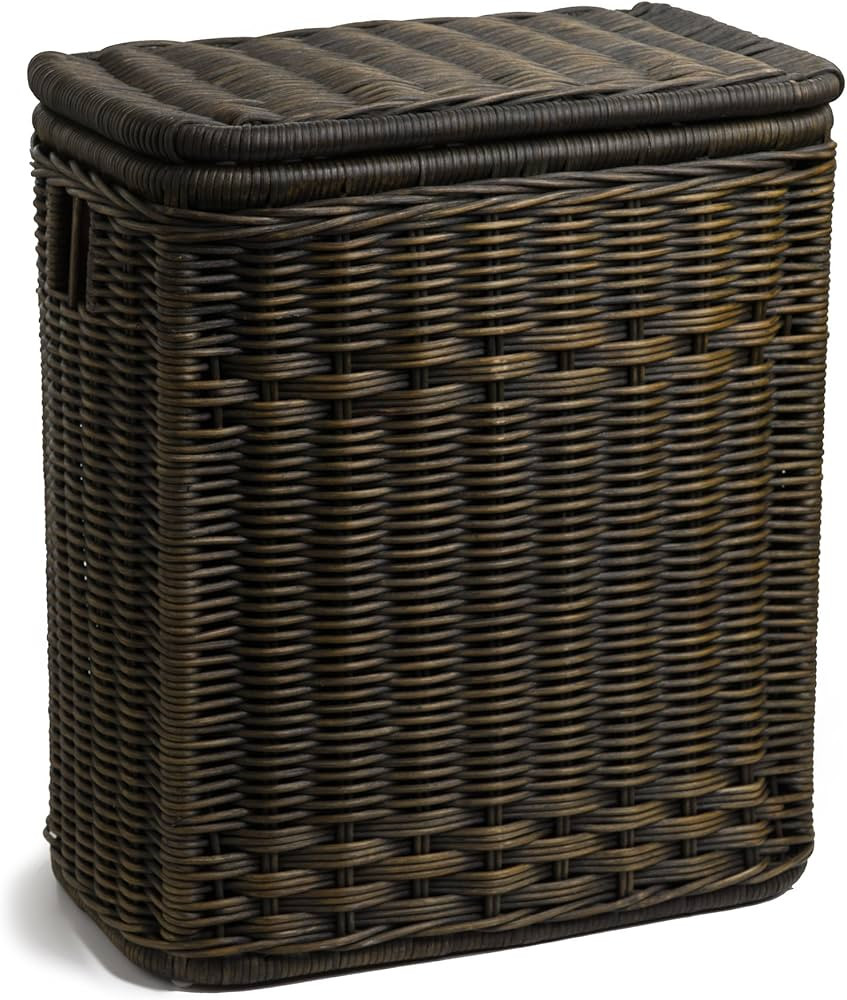 The Basket Lady Narrow Wicker Rectangular Laundry Hamper, 21 in L x 13 in W x 24 in H, Antique Wa... | Amazon (US)