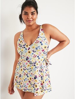 V-Neck Wrap-Front One-Piece Swimsuit Dress for Women | Old Navy (US)