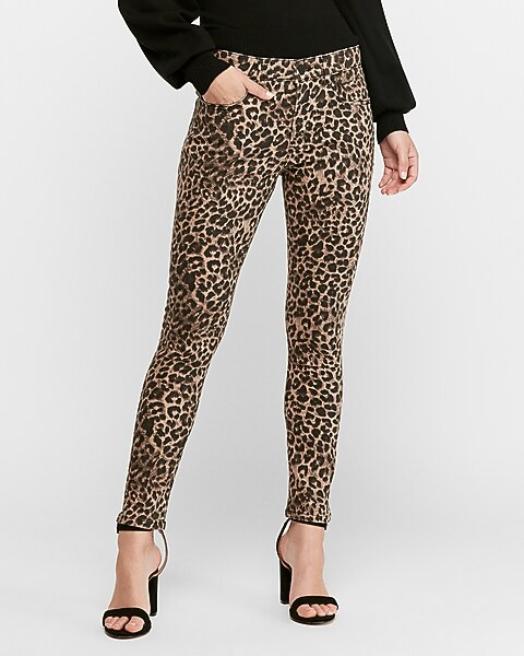 High Waisted Leopard Ankle Skinny Jeans | Express