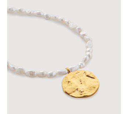 Capri Keshi Pearl Disc Necklace | Monica Vinader (Global)