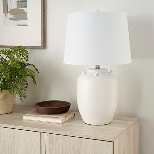 Nourison Home 24" White Farmhouse Ceramic Pottery Jug Table Lamp for Bedside Table, Living Room, ... | Amazon (US)