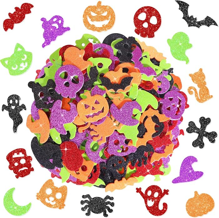 315Pcs Halloween Foam Stickers,5Sheets Glitter Halloween Stickers Colorful Self Adhesive Pumpkin ... | Amazon (US)
