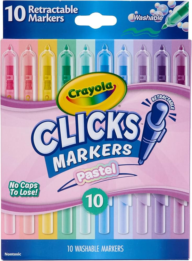Crayola Pastel Clicks Retractable Tip Markers (10ct), Essential Easter Basket Stuffers, Washable ... | Amazon (US)