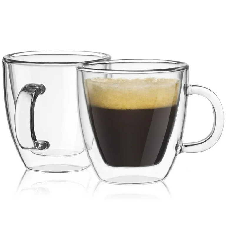 JoyJolt Savor Double Wall Insulated Glasses Espresso Mugs (Set of 2) - 5.4-Ounces | Walmart (US)