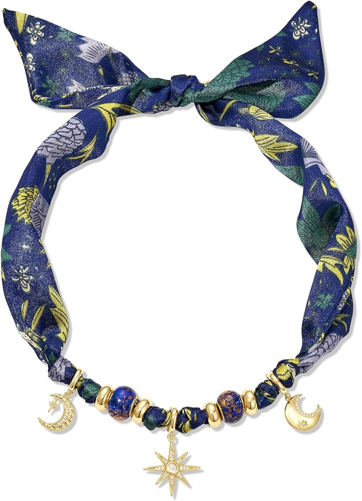 KissYan Scarf Necklace for Women, Bandana Charm Choker with 14K Gold Plated Detachable Star Moon ... | Amazon (US)