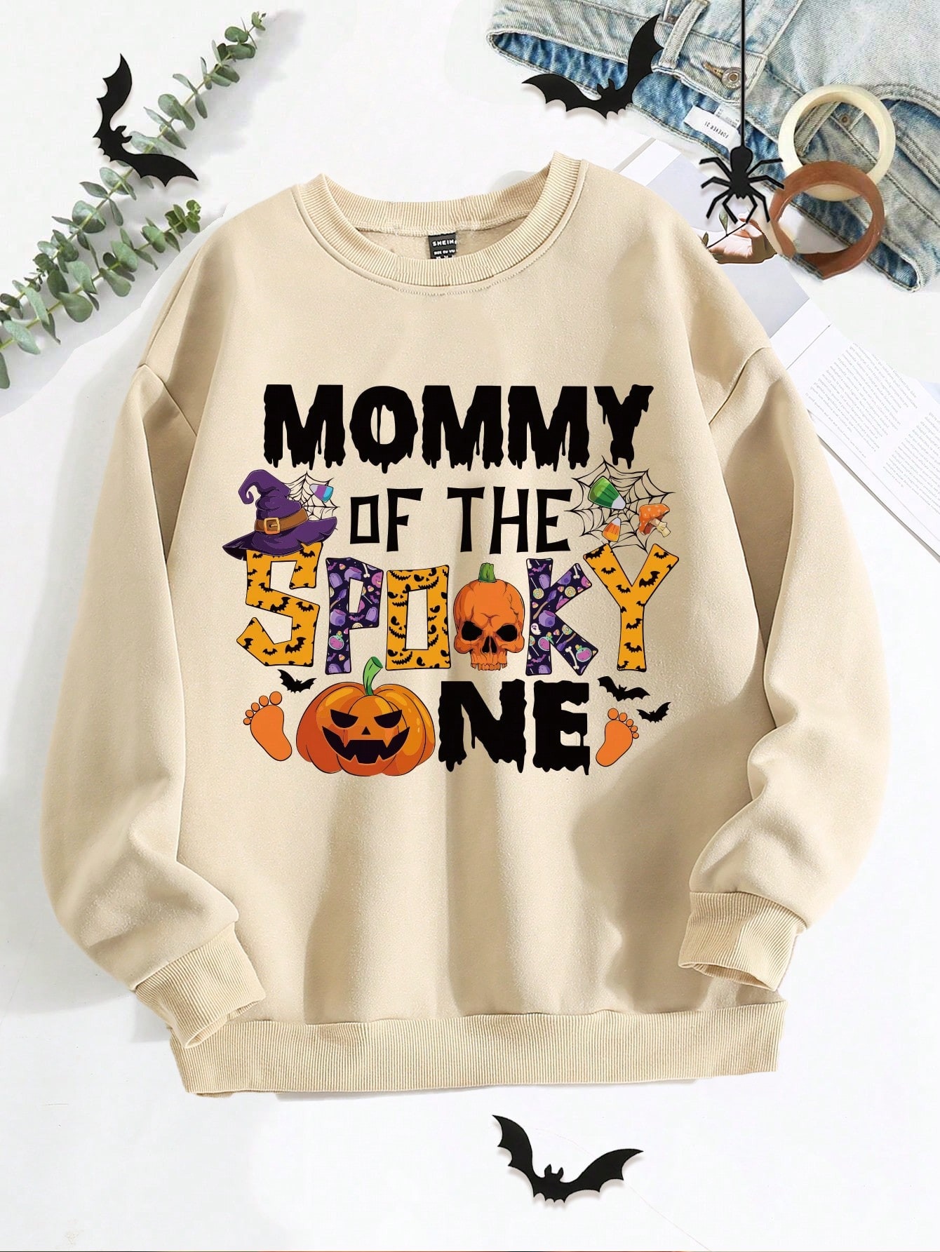 1pc Women's Fashionable Casual Funny Pumpkin & Slogan Printed Crewneck Sweatshirt, Autumn/Winter | SHEIN