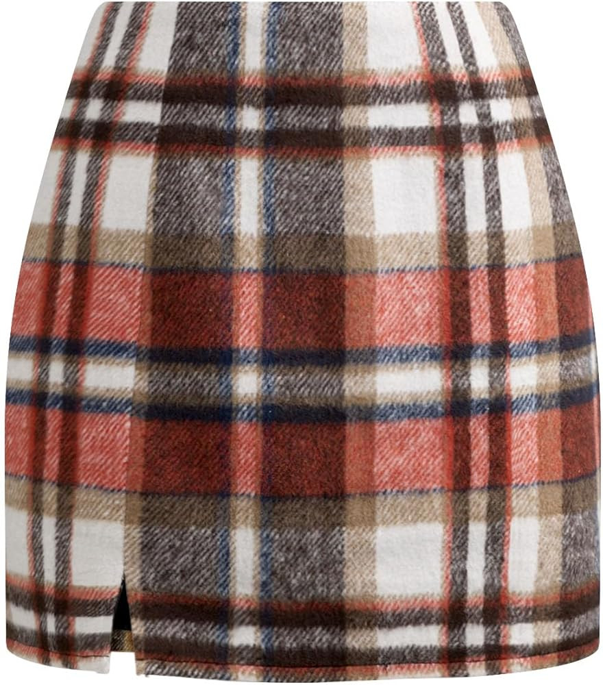 NIMIN Plaid Mini Skirts for Women High Waist Fall Winter 2025 Bodycon Pencil A-Line Skirt | Amazon (US)