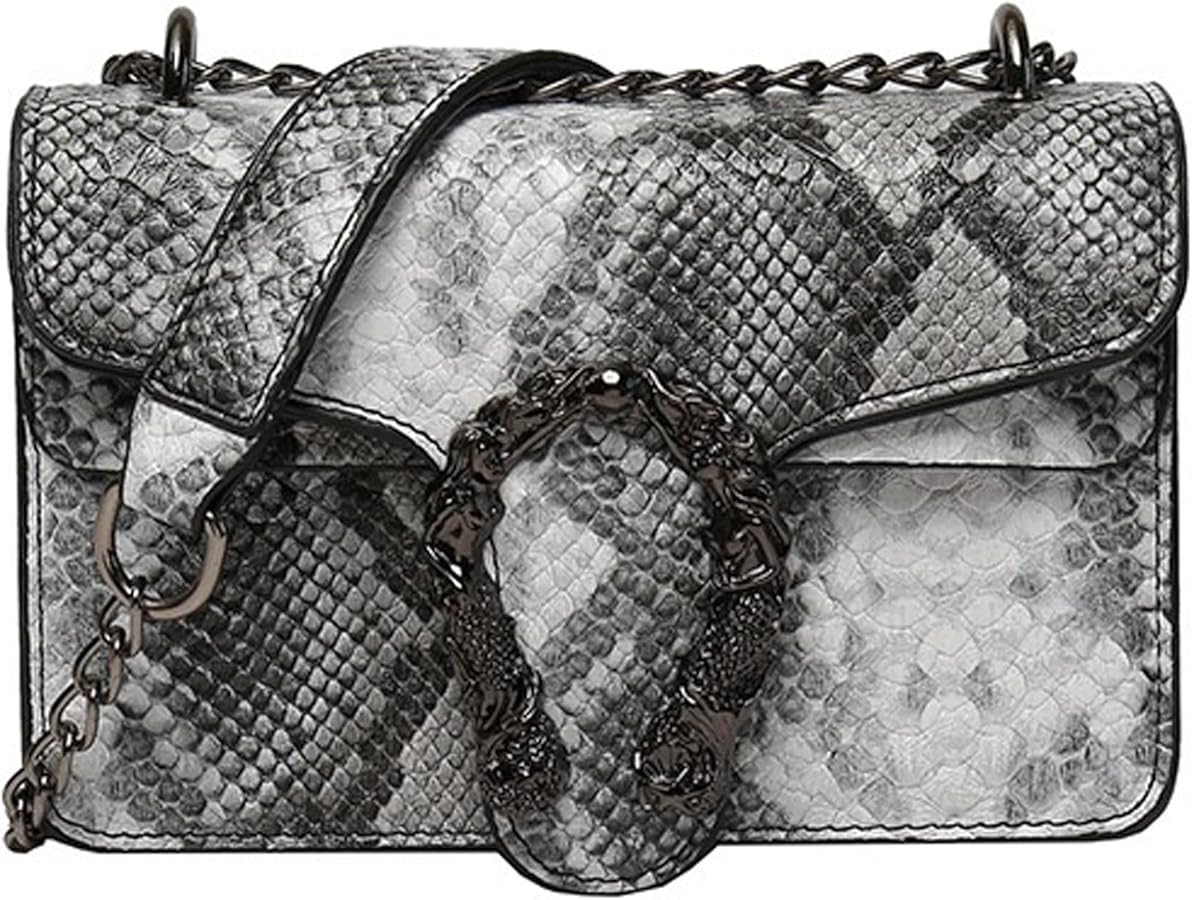 Women Leather Crossbody Purse Bags,Fashion Snake Printed Leather Shoulder Bags,Small Clutch Bags | Amazon (US)