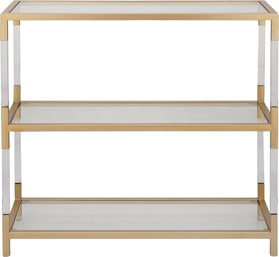 Deco 79 Metal Console Table 2 Shelf with Clear Glass Top and Acrylic Legs, 38" x 15" x 36", Gold | Amazon (US)