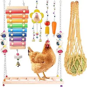 Chicken Toys for Coop 6PCS | Chicken Swing | Chicken Xylophone | Chicken Mirror Toy | Chicken Veg... | Amazon (US)