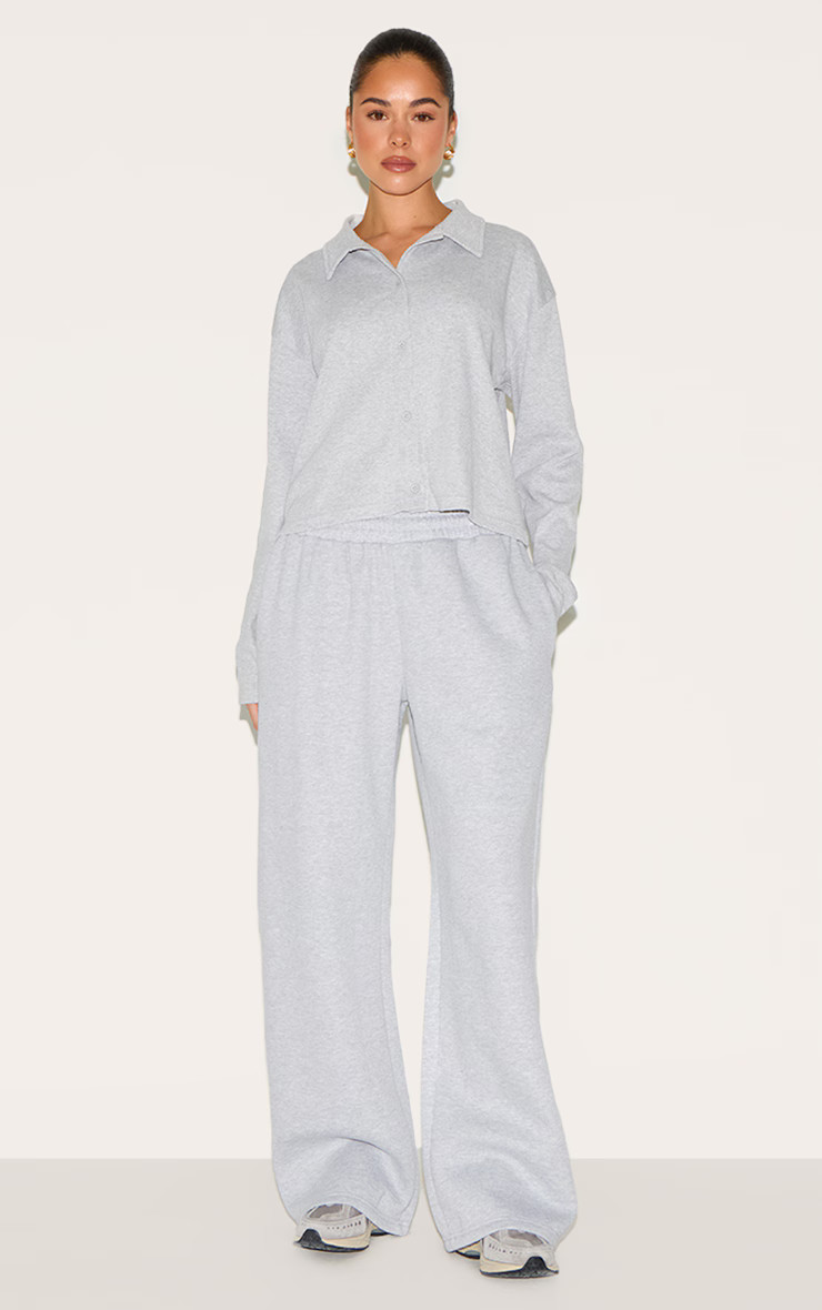 Grey Marl Wide Leg Jogger | PrettyLittleThing UK