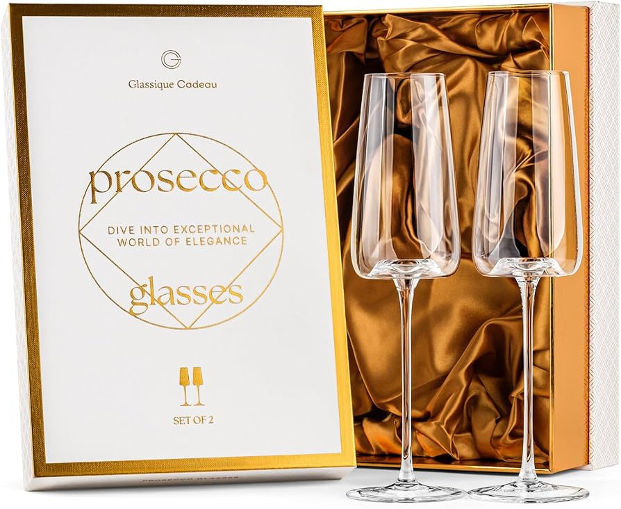 GLASSIQUE CADEAU Crystal Prosecco, Cava and Champagne Cocktail Glasses | Set of 2 | Long Stemmed ... | Amazon (US)