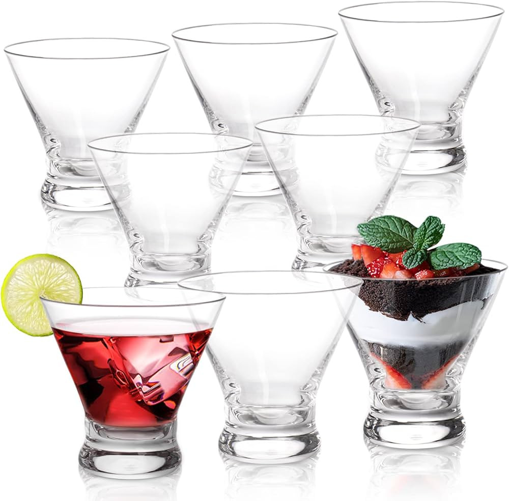 DEAYOU 8 Pack Stemless Martini Glasses Set, 8 OZ Shrimp Cocktail Glasses with Heavy Base, Crystal... | Amazon (CA)